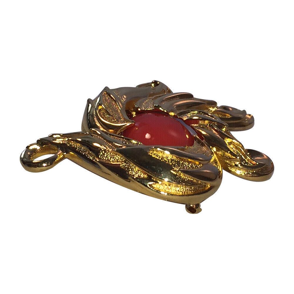 Fendi Fendi Simulated Red Coral Cabochon Swirl Brooch Size ONE SIZE - 2 Thumbnail