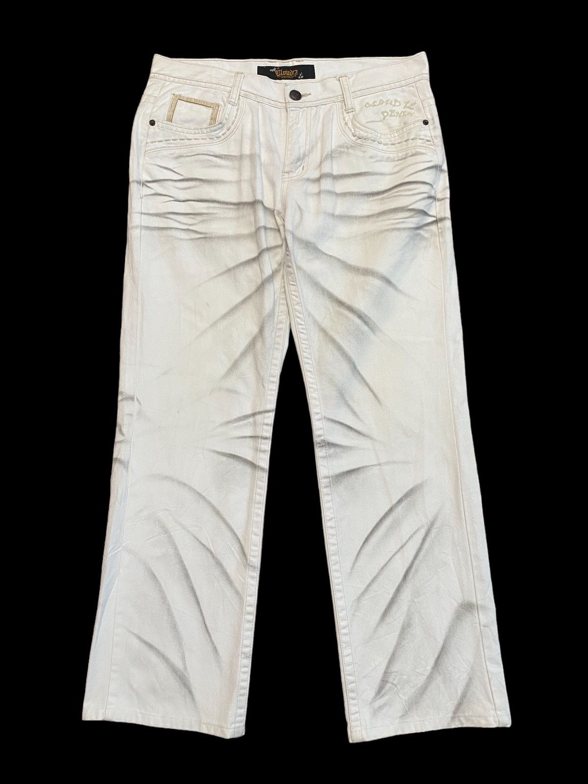 If Six Was Nine Cloud72 Clawmark White Denim Rusty Affliction Skulls Jeans Size US 34 / EU 50 - 1 Thumbnail