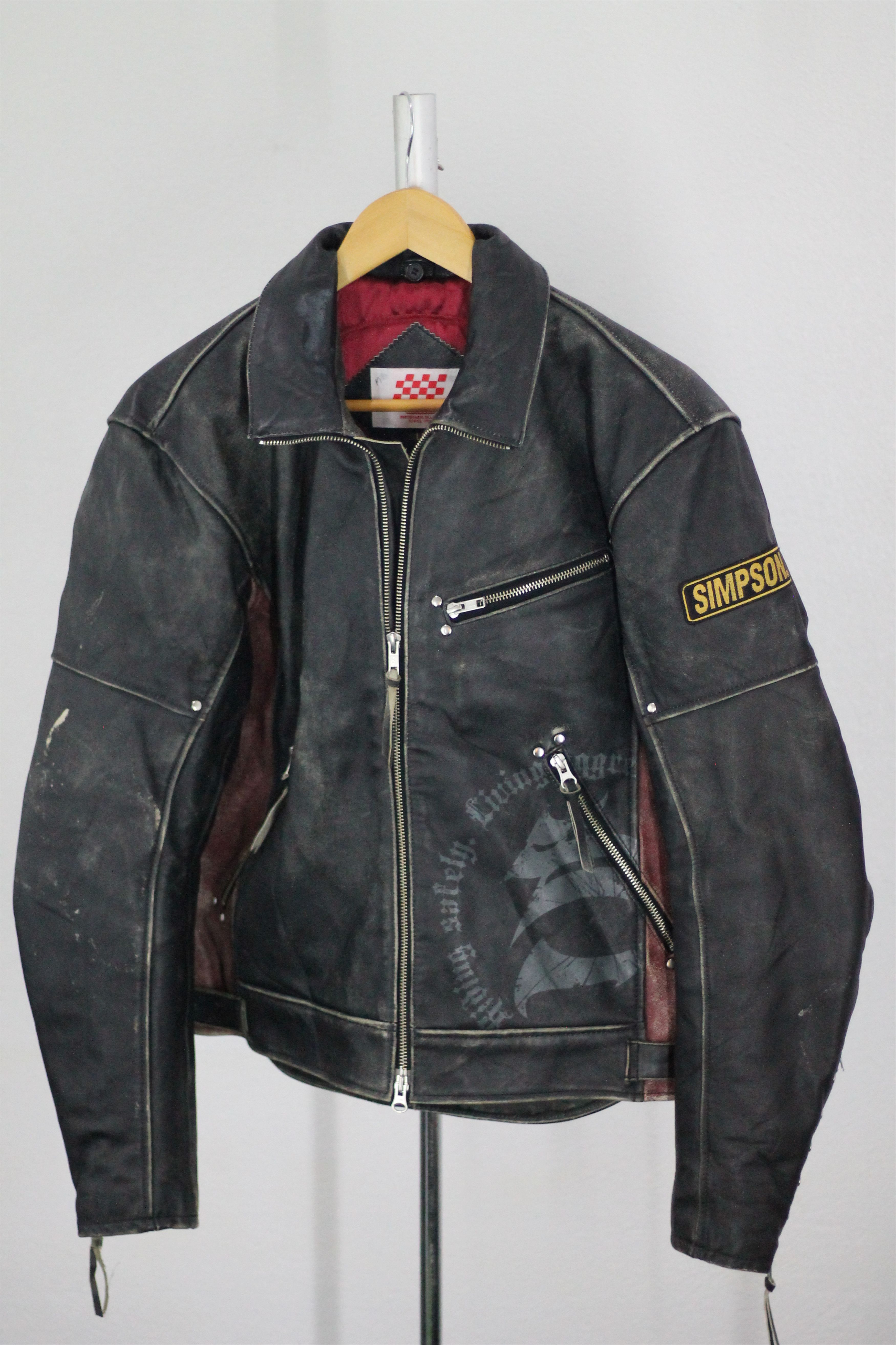 Vintage RARE! Vintage SIMPSON Leather Jacket Removable Fur Collar. Size US L / EU 52-54 / 3 - 2 Thumbnail