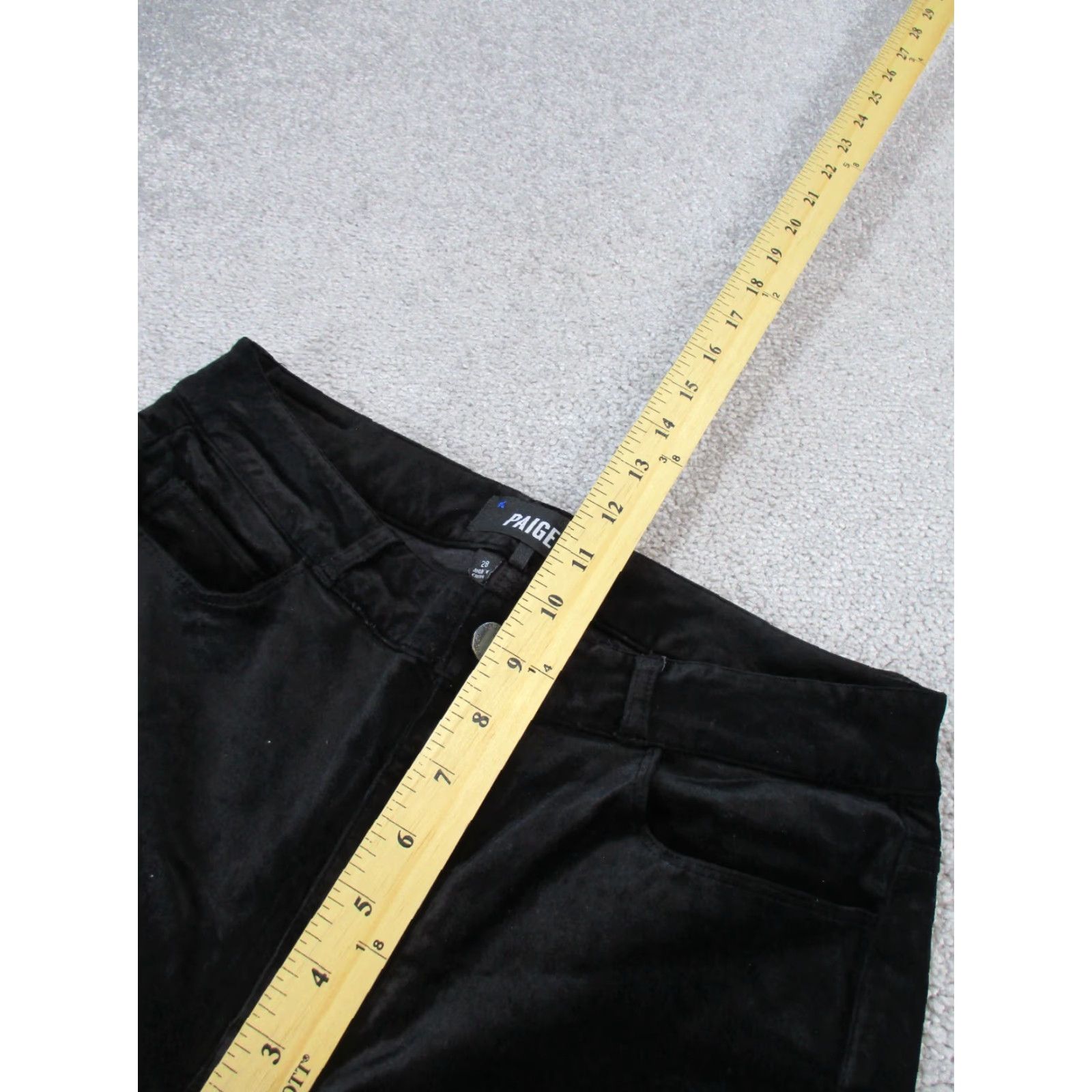 Paige PAIGE Pants Women's 28 Hoxton Velvet Ankle Skinny Black Cotton Blend Zipper Front - 28 - Regular - Slim/Stretch - Womens Size 28" / US 6 / IT 42 - 6 Thumbnail