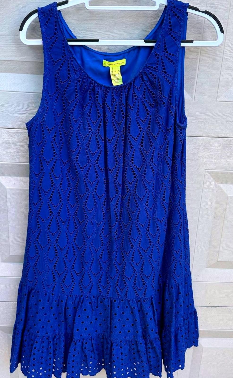 Designer Catherine Malandrino Women's Blue Eyelet Dress, Size 14 Size XL / US 12-14 / IT 48-50 - 1 Thumbnail