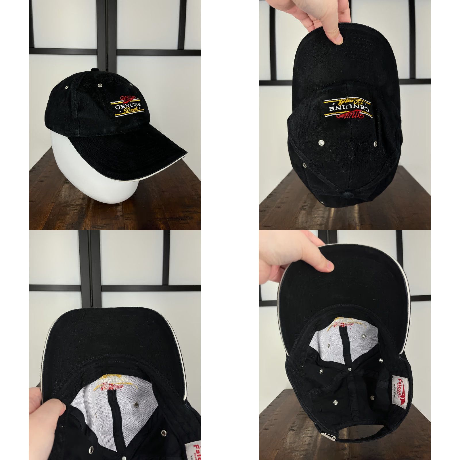 Vintage Miller Genuine Draft Hat Cap Strap Back Adult One Size Black Cotton Blend / Falcon Headwear / Hat / Adult / One Size / Black / Baseball Cap / Mens Size ONE SIZE - 8 Thumbnail