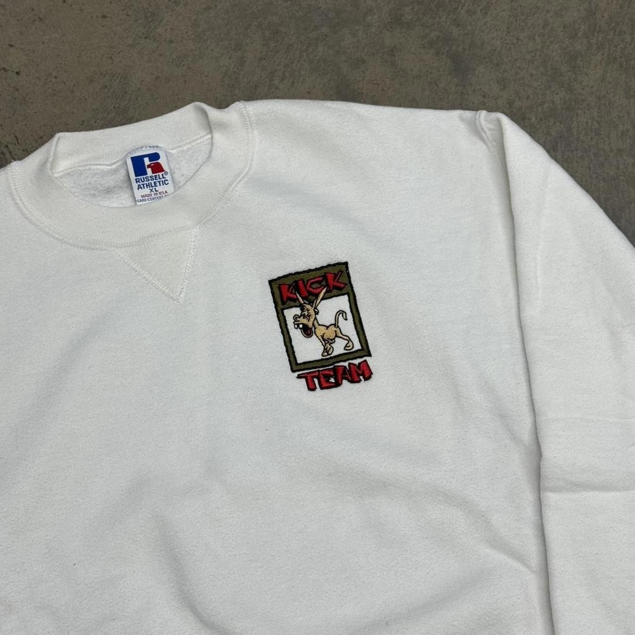 Russell Athletic × Vintage VTG 90s Russell Athletic Kick A*s Team Crewneck Sweatshirt Size US XL / EU 56 / 4 - 2 Thumbnail