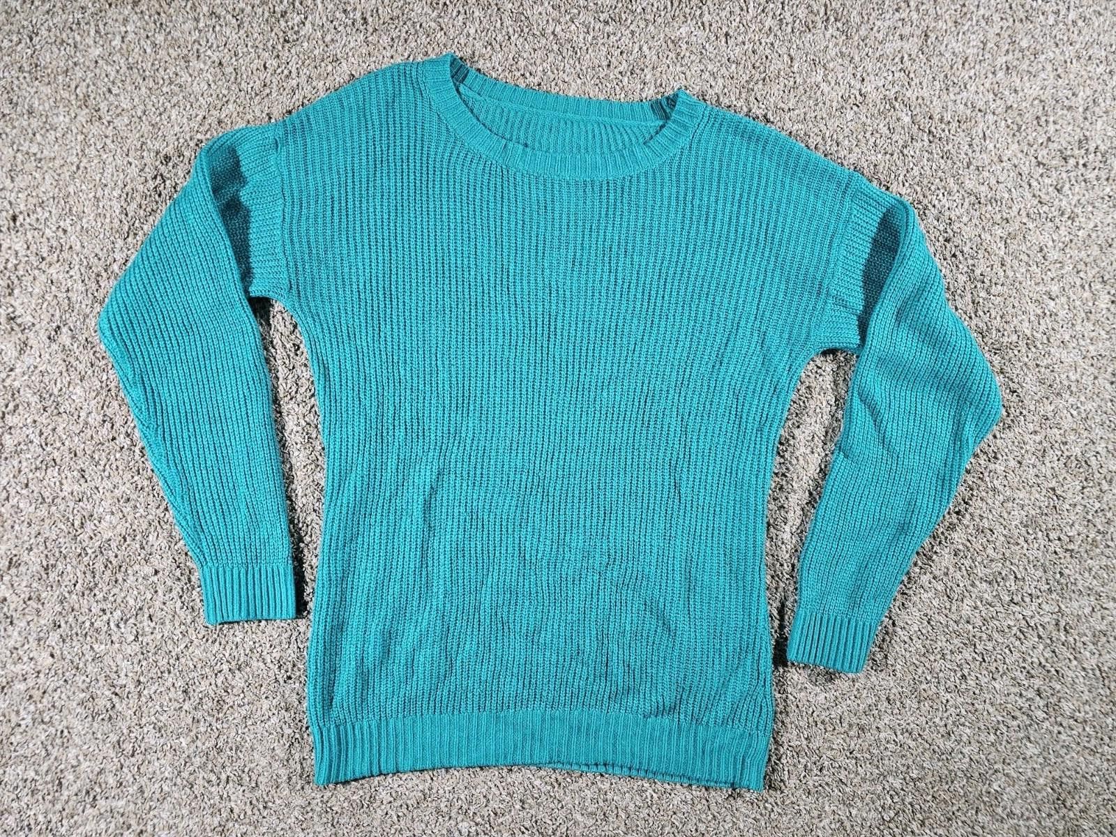 The Unbranded Brand Turquoise Green No Brand No Size Cable Knit Sweater Size M / US 6-8 / IT 42-44 - 1 Thumbnail