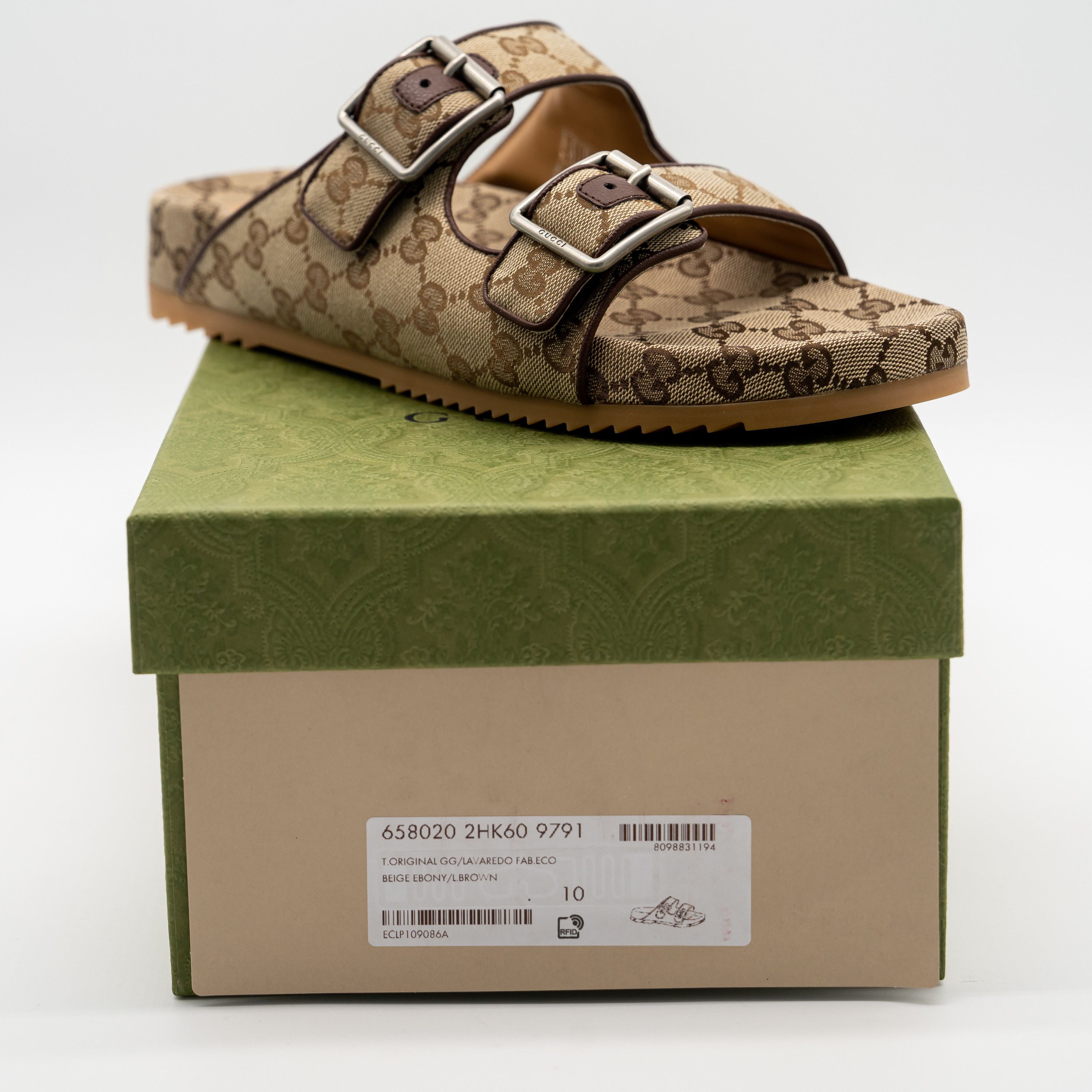 Gucci 10G 10.5 US Gucci GG Canvas Slide Sandals Straps Beige Brown Size US 10.5 / EU 43-44 - 10 Thumbnail
