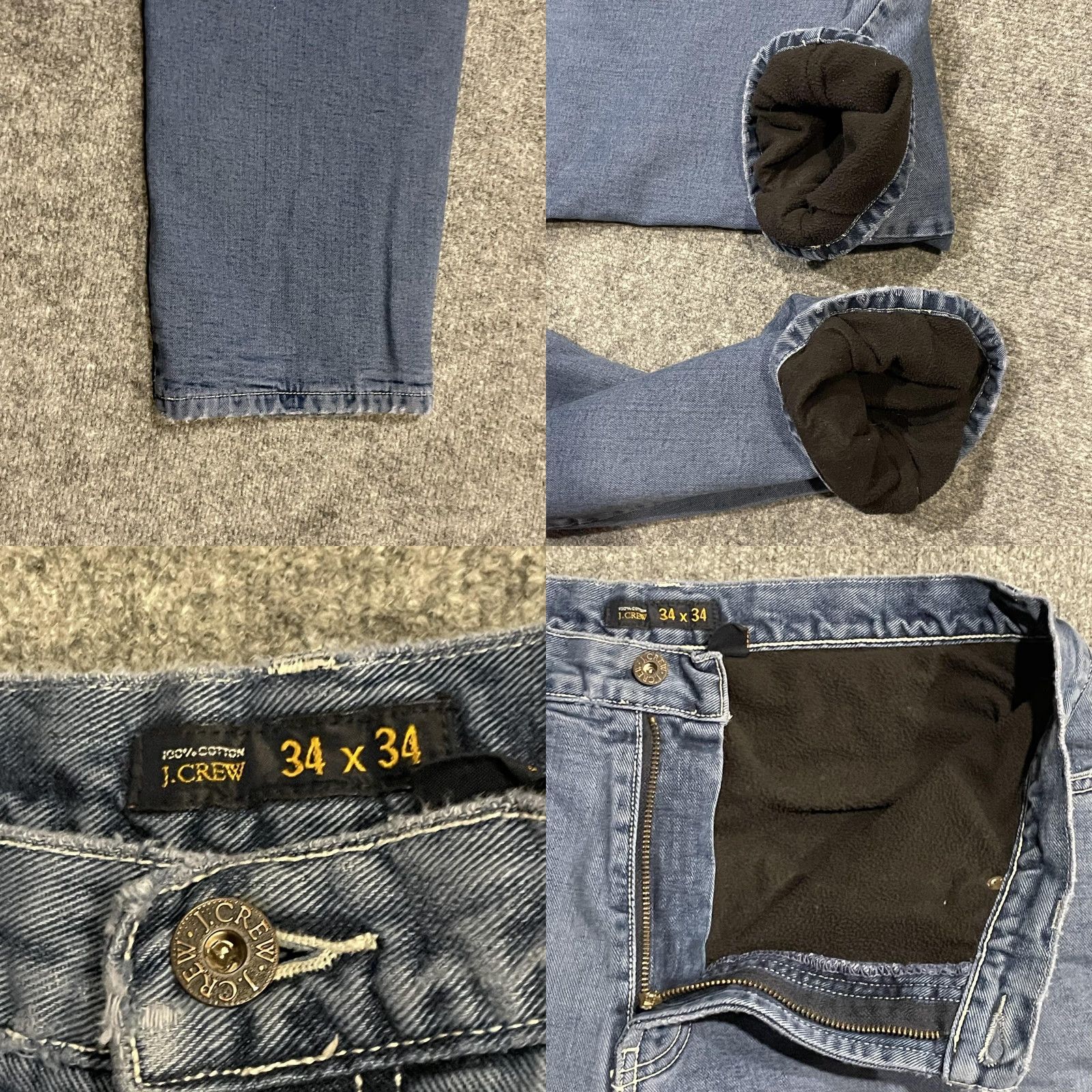 J.Crew J.Crew Jeans Mens 34x34 Blue Straight Leg Fleece Lined Thermal Insulated Winter Denim Pants Regular Straight Mens Size US 34 / EU 50 - 8 Thumbnail