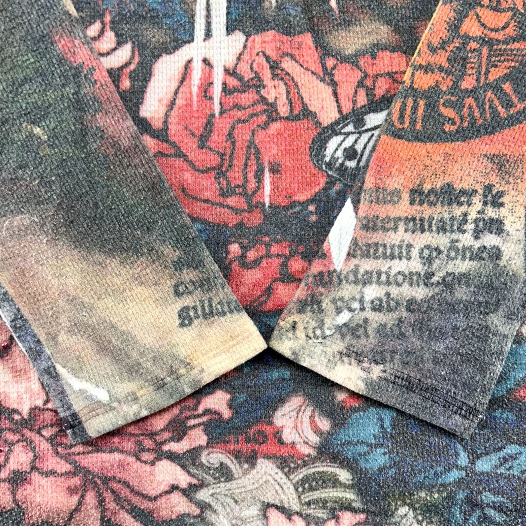Vintage VINTAGE One World Shirt Womens M Pink Blue Long Sleeve AOP Butterfly Floral Y2K Size M / US 6-8 / IT 42-44 - 3 Thumbnail
