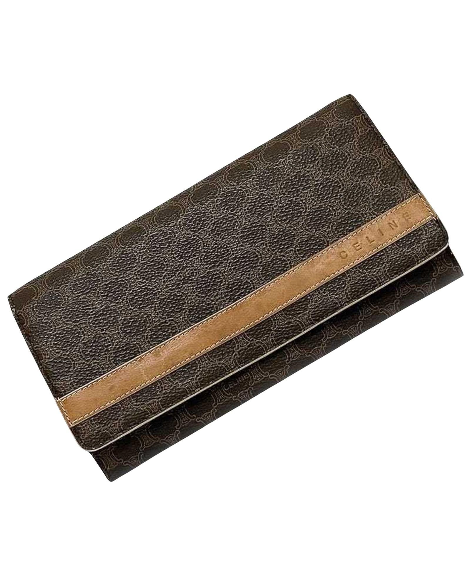 image of Celine Brown Leather Bi-Fold Wallet, Women's