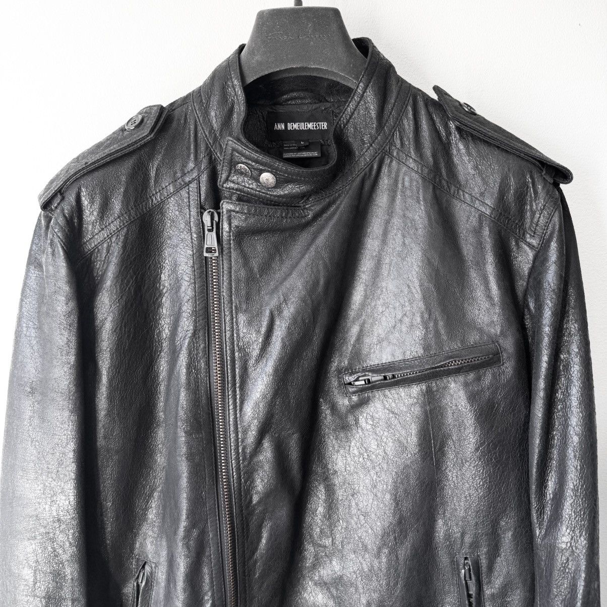 Ann Demeulemeester Ann Demeulemeester SS2003 Black Cracked Leather Biker Jacket Size US L / EU 52-54 / 3 - 2 Thumbnail