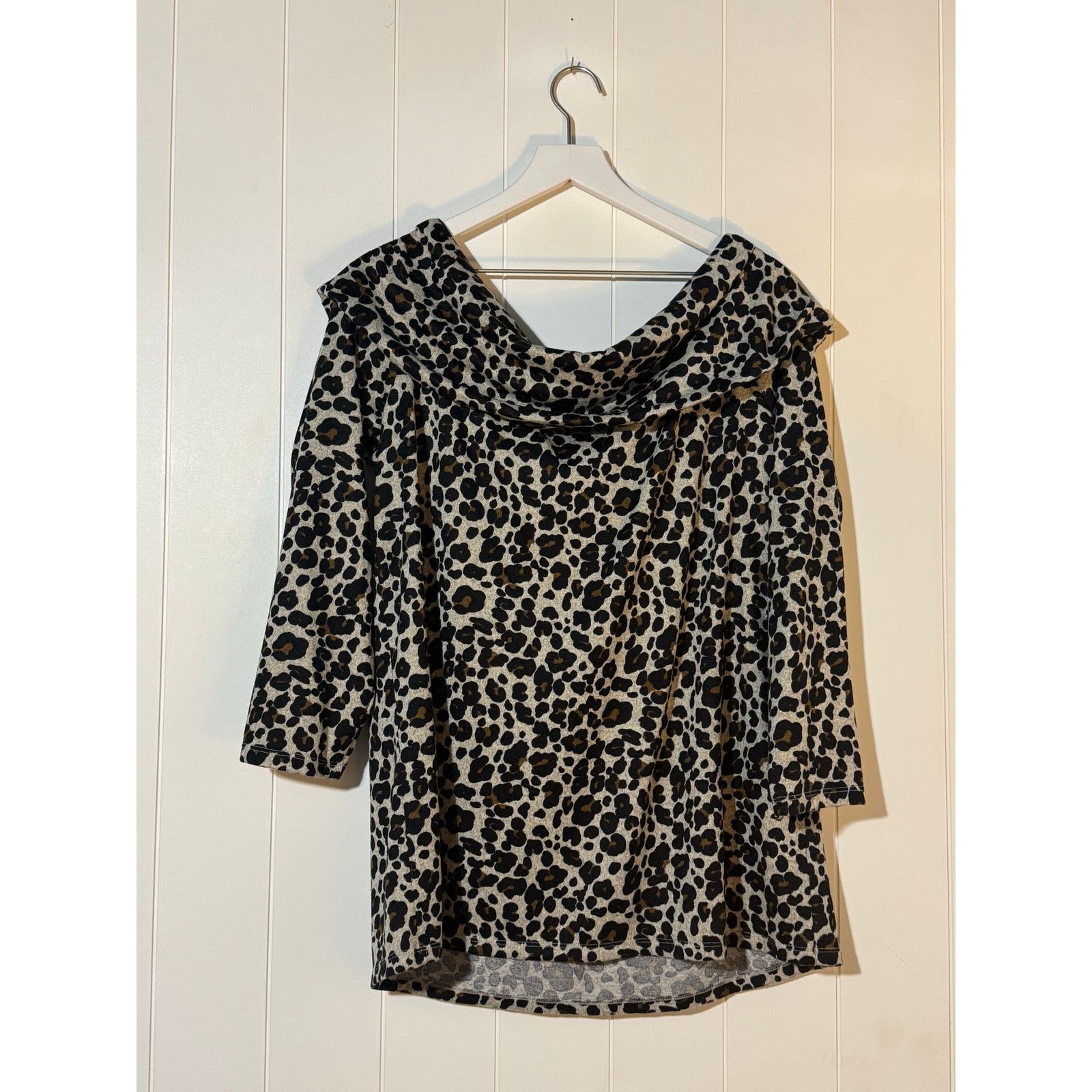 Loft LOFT · XL · Cowl Neck Top · Soft Knit Stretch · Leopard Size XL / US 12-14 / IT 48-50 - 5 Thumbnail