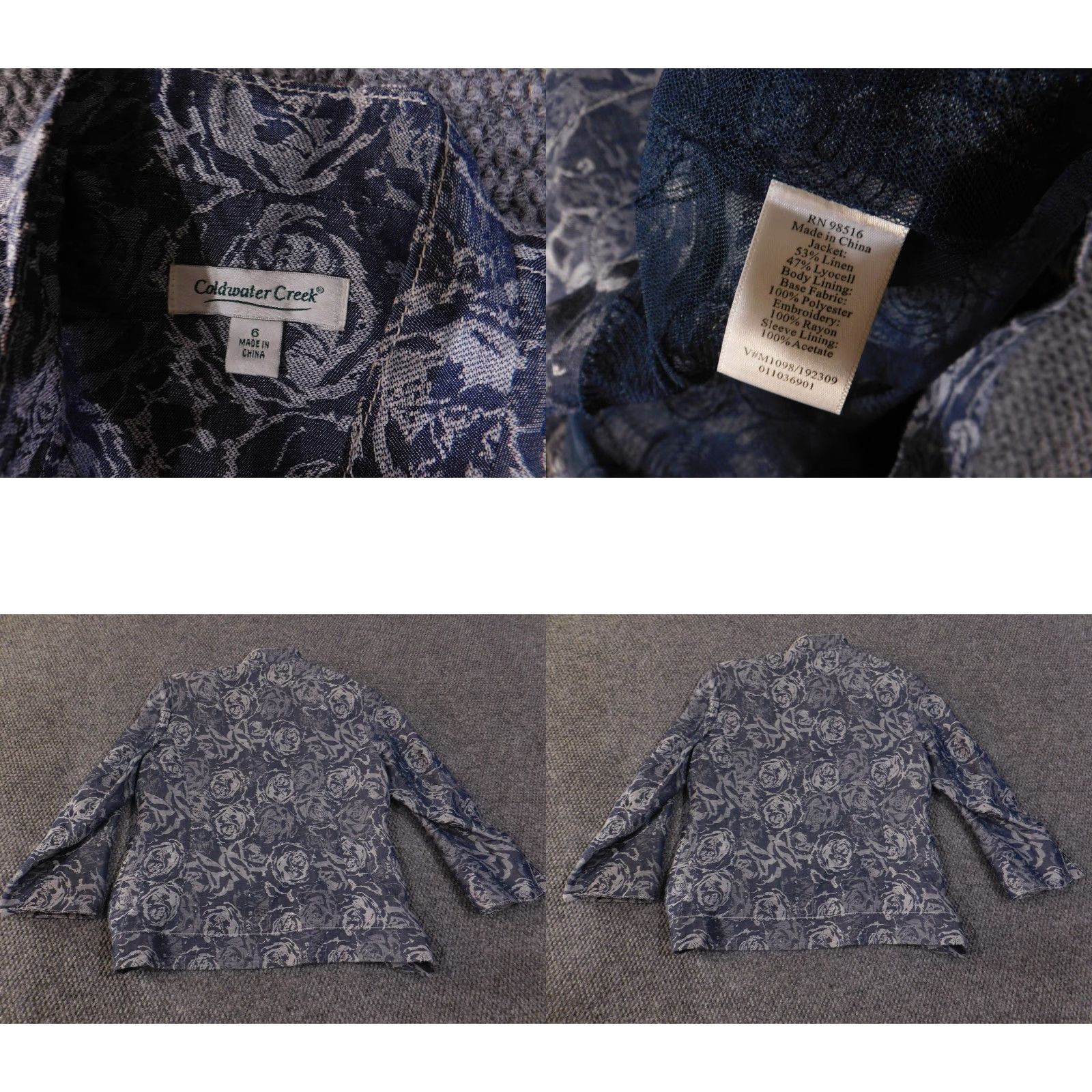 Coldwater Creek Coldwater Creek Blazer Womens 6 Blue Floral Linen Blend Button Front Jacket Size M / US 6-8 / IT 42-44 - 8 Thumbnail