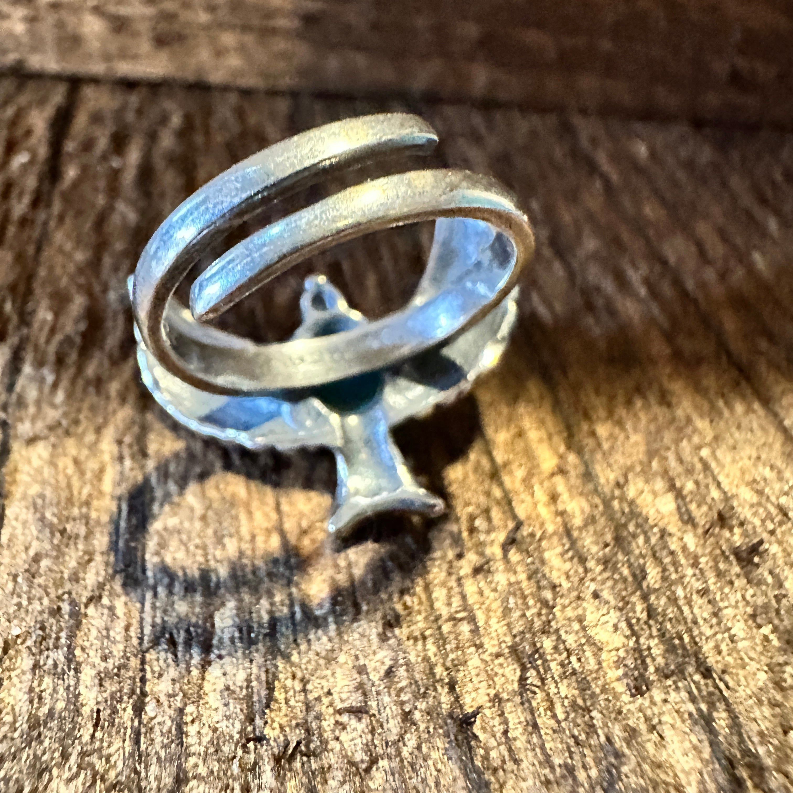 Other Eagle Emblem Turquoise Sterling Silver Ring – Handcrafted Na Size ONE SIZE - 8 Thumbnail