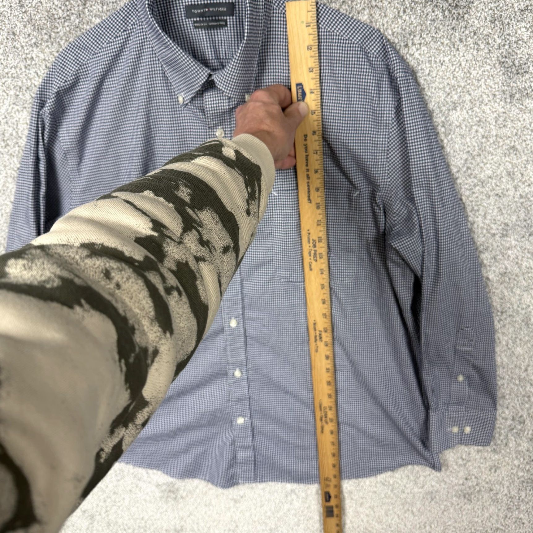 Tommy Hilfiger Tommy Hilfiger Dress Shirt Mens XL 17.5 32/33 Blue White Gingham Check Formal Shirt Size 46R - 2 Thumbnail
