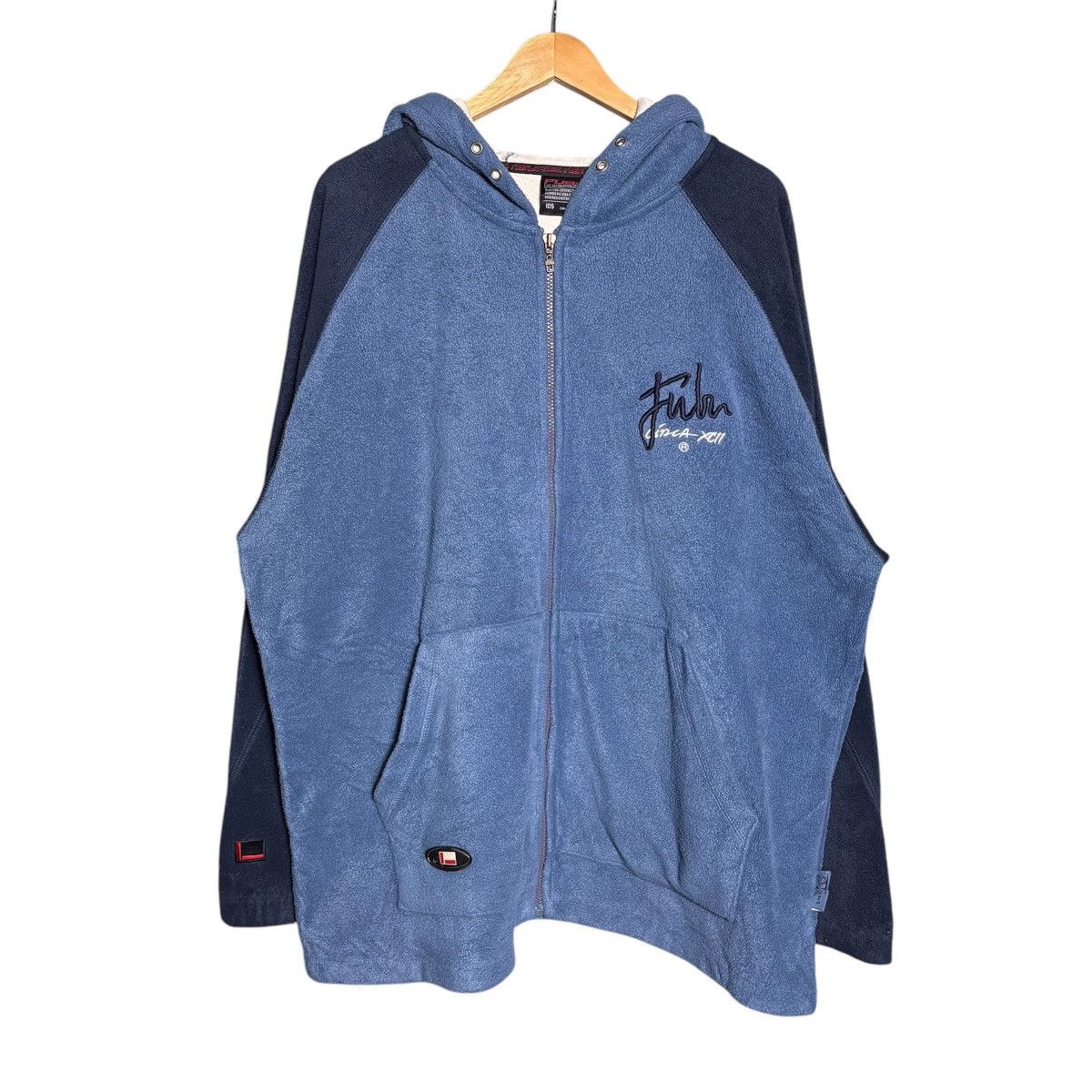 Fubu × Vintage Vintage 90s Fubu Jeans Logo Fleece Hoodie Size US XL / EU 56 / 4 - 2 Thumbnail