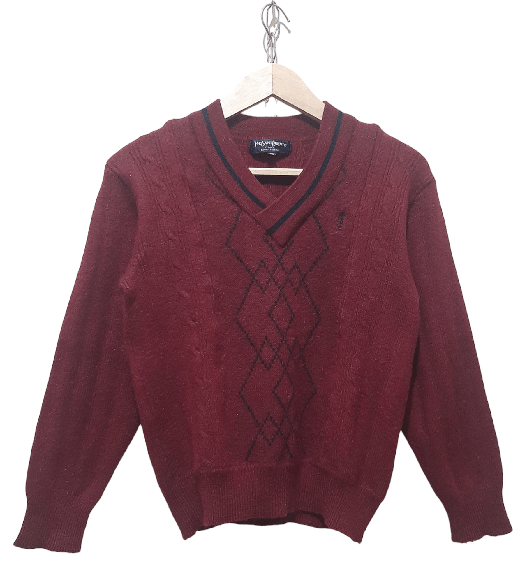 Vintage Wool Yves Saint Laurent Ysl V Neck Sweater