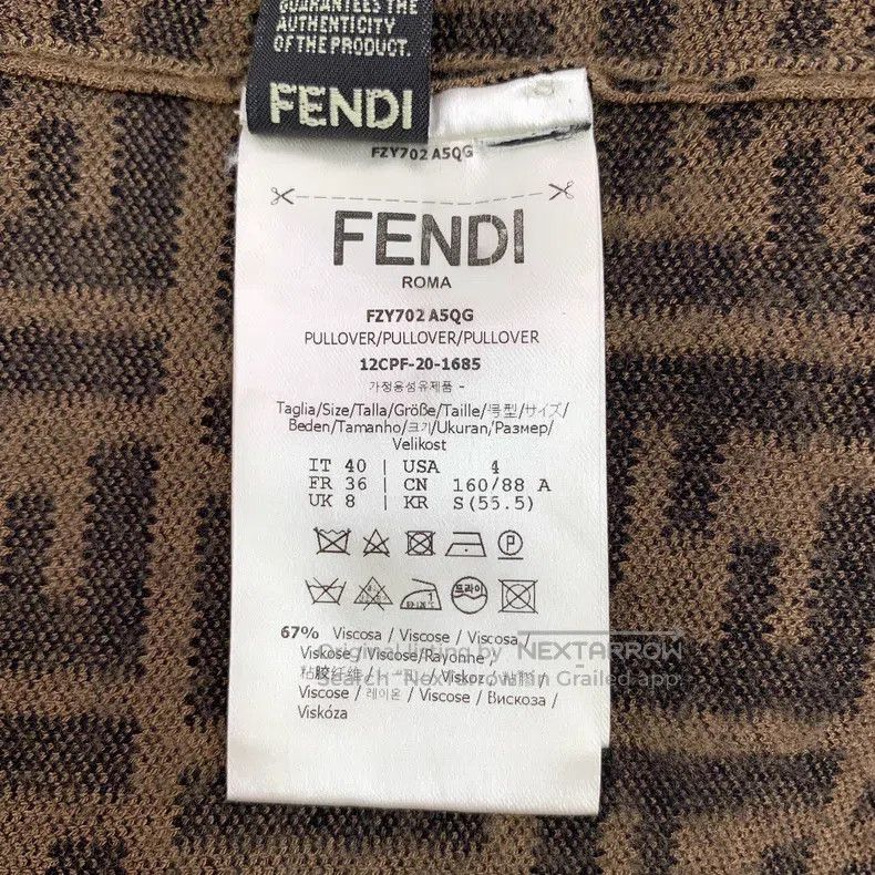 Fendi Fendi Dark Brown Logo All-Over Printed Crewneck Knit Top Size XS / US 0-2 / IT 36-38 - 6 Thumbnail