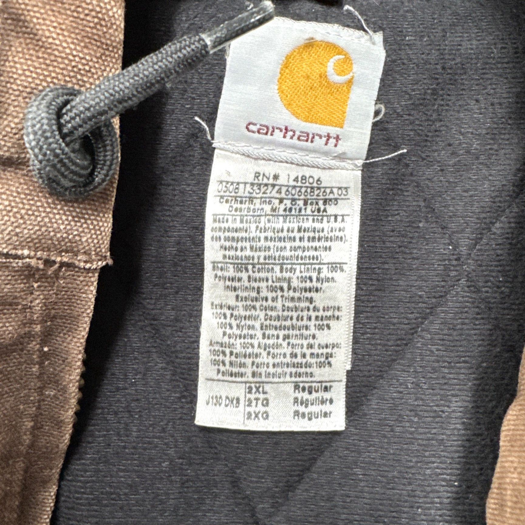 Carhartt VINTAGE Carhartt Jacket Mens Canvas 2XL Brown Hooded Insulated J130-DKB Size US XXL / EU 58 / 5 - 5 Thumbnail