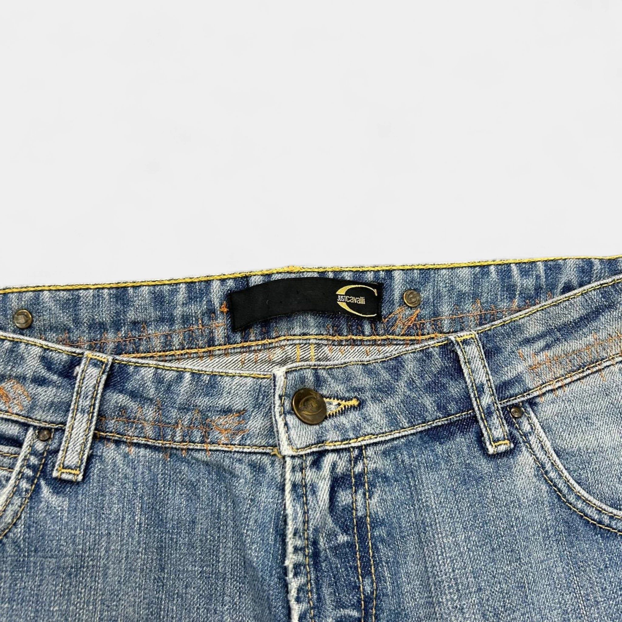 Just Cavalli Just Cavalli 2000s Distressed Flared Denim Jeans Size US 31 - 5 Thumbnail