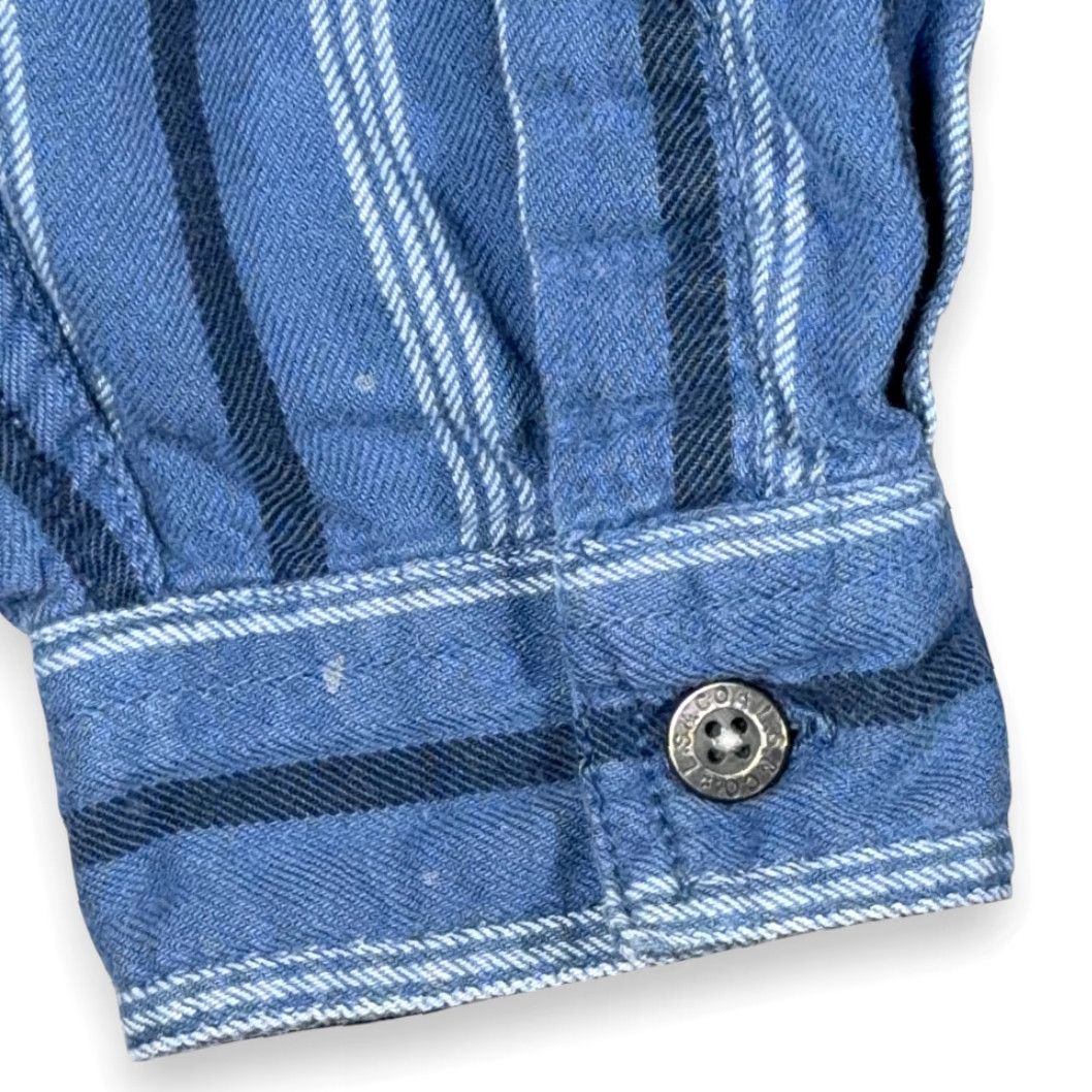 Levi's VINTAGE Levi's Shirt Adult LARGE Blue Striped Cotton Flannel 90s Button-Up Long Sleeve Rock Grunge Size US L / EU 52-54 / 3 - 7 Thumbnail