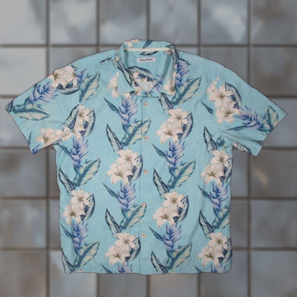 Tommy Bahama Tommy Bahama Shirt Mens 2XL XXL Blue Button Up Silk Blend Coolmax Island Zone Size US XXL / EU 58 / 5 - 1 Thumbnail
