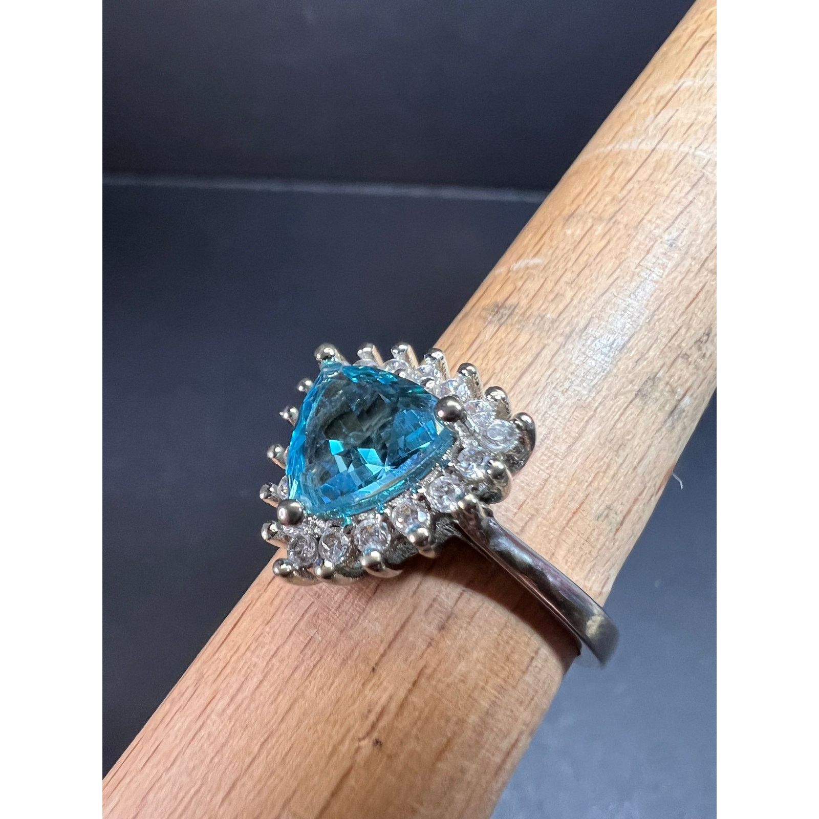 Other Sky blue trillium CZ halo sterling silver ring size 9 Size ONE SIZE - 7 Thumbnail