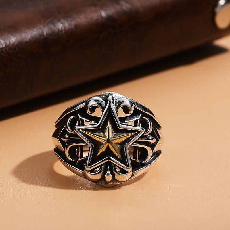 Jewelry Men's Distressed Open-Band Star Ring Size ONE SIZE - 1 Thumbnail