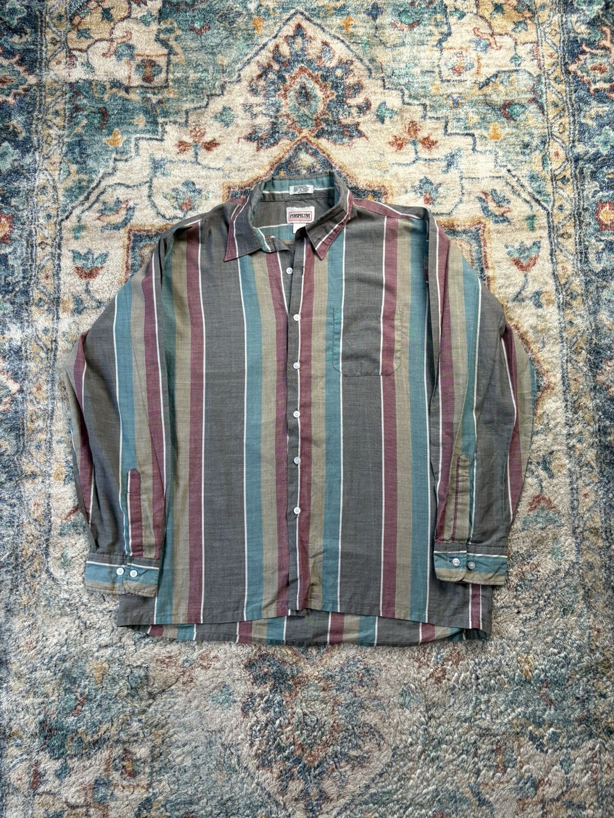 Vintage Vintage Perspective Striped Button-up Shirt Large Size US L / EU 52-54 / 3 - 1 Thumbnail