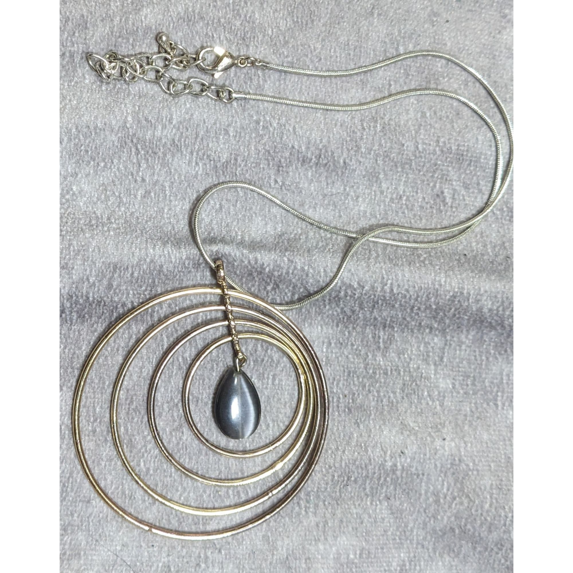Other Gold & Silver Spiral Tone Pendant Necklace With Teardrop Cha Size ONE SIZE - 6 Thumbnail