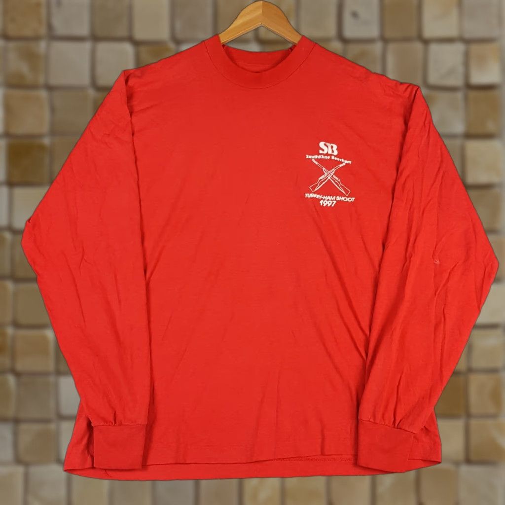 Vintage VINTAGE Turkey Ham Shoot Hunting Long Sleeve Men's 2XL Red Gun T Shirt Size US XXL / EU 58 / 5 - 1 Thumbnail