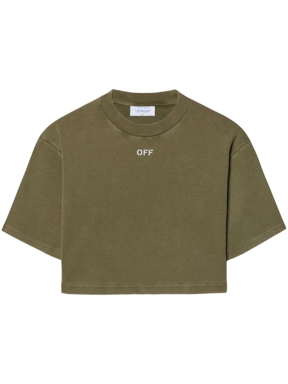 Off-White o1y1225 Crewneck T-Shirt in Military Green Size XS / US 0-2 / IT 36-38 - 1 Thumbnail