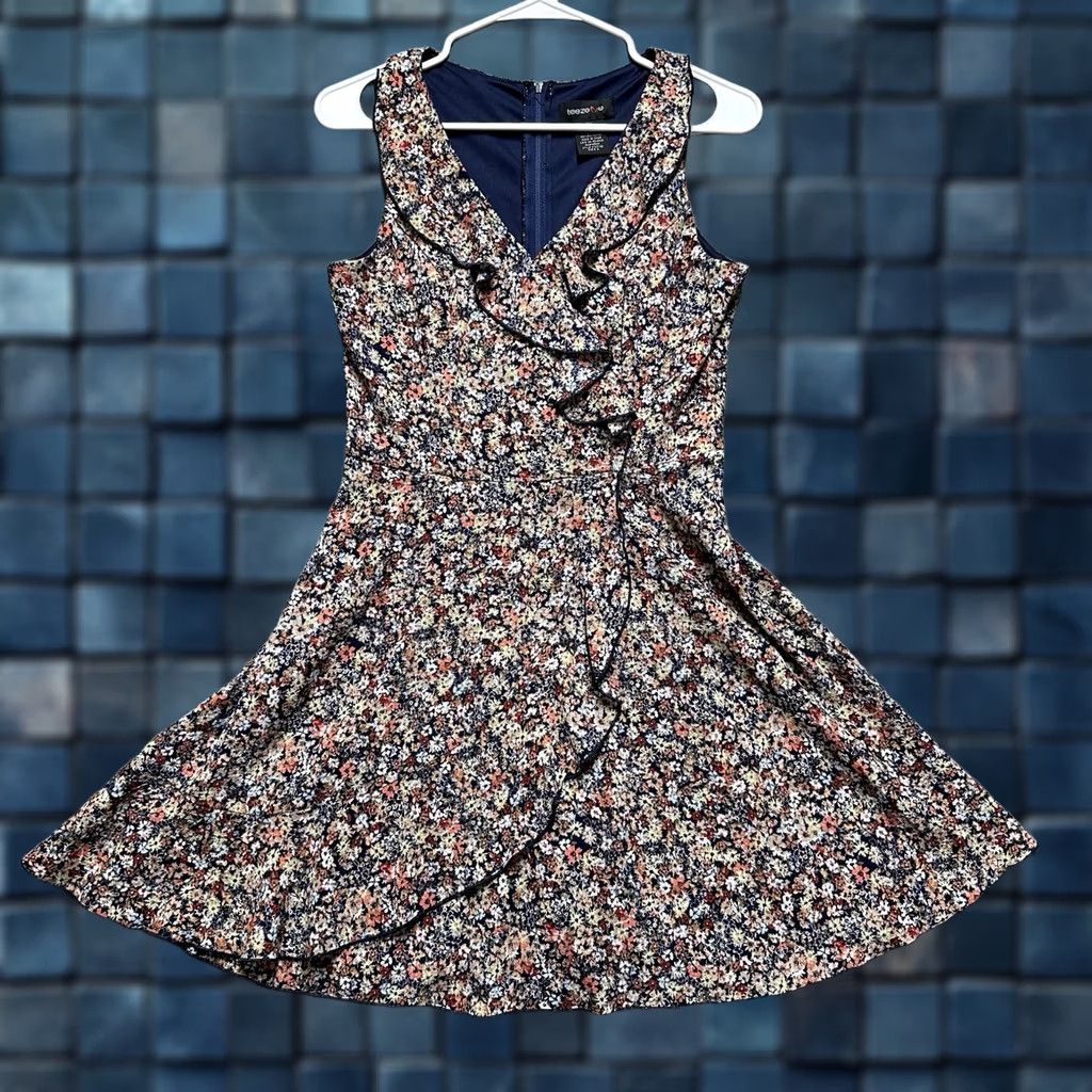 Vintage Teeze Me Dress Womens Juniors 5/6 Printed Ditsy Floral Faux-Wrap Ruffled Dress Size S / US 4 / IT 40 - 1 Thumbnail