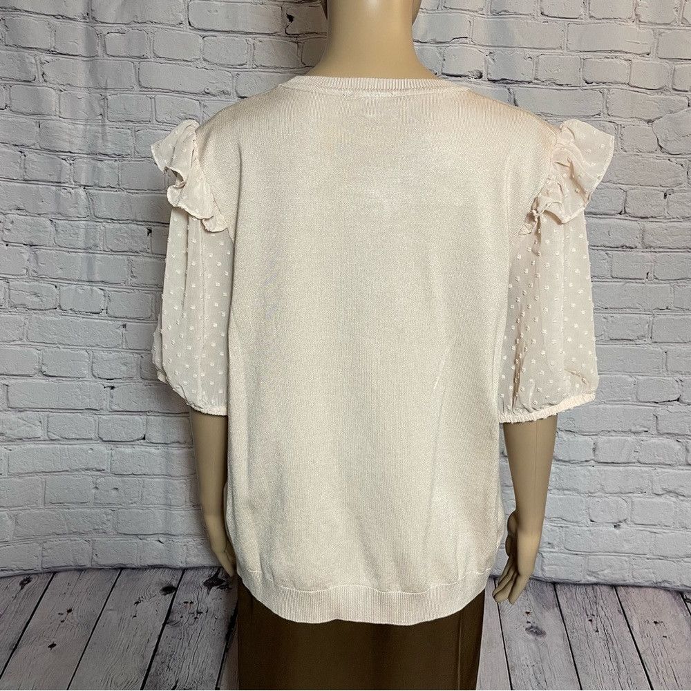 Adrianna Papell NWT New $89 Adrianna Papell Short Puff Sleeve Blush Sweater Size XL / US 12-14 / IT 48-50 - 4 Thumbnail