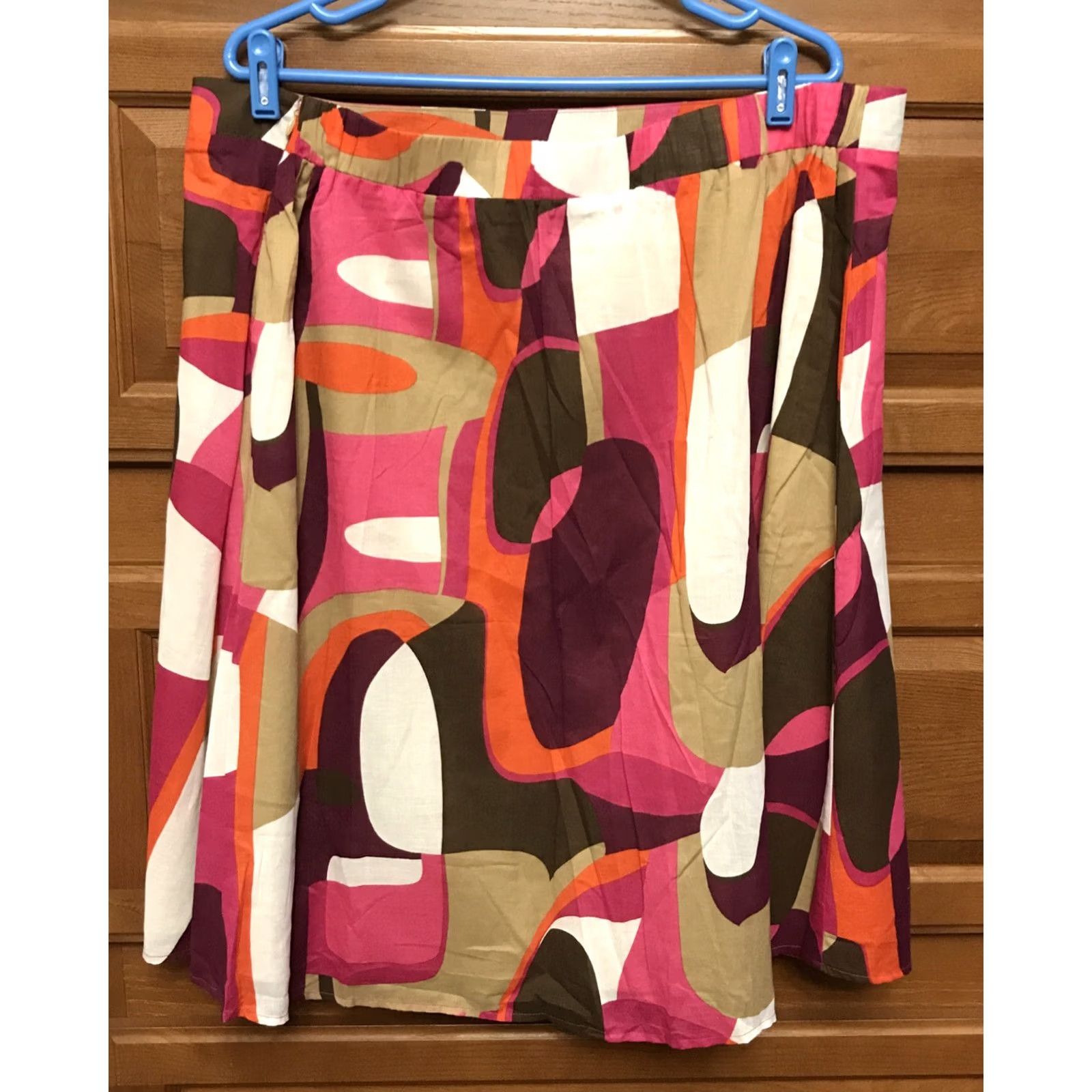 George NWT George Skirt Sz 22W A-Line Knee Length Multicolor Cotton Zipper Elastic Waist Lined Casual Party/Cocktail Travel Womens Size 40" / US 18 - 2 Thumbnail