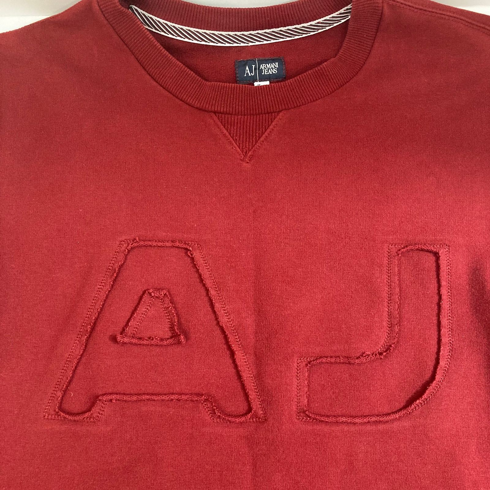 Armani Armani Jeans burgundy logo sweatshirt, long sleeve crew neck Size US XS / EU 42 / 0 - 1 Thumbnail