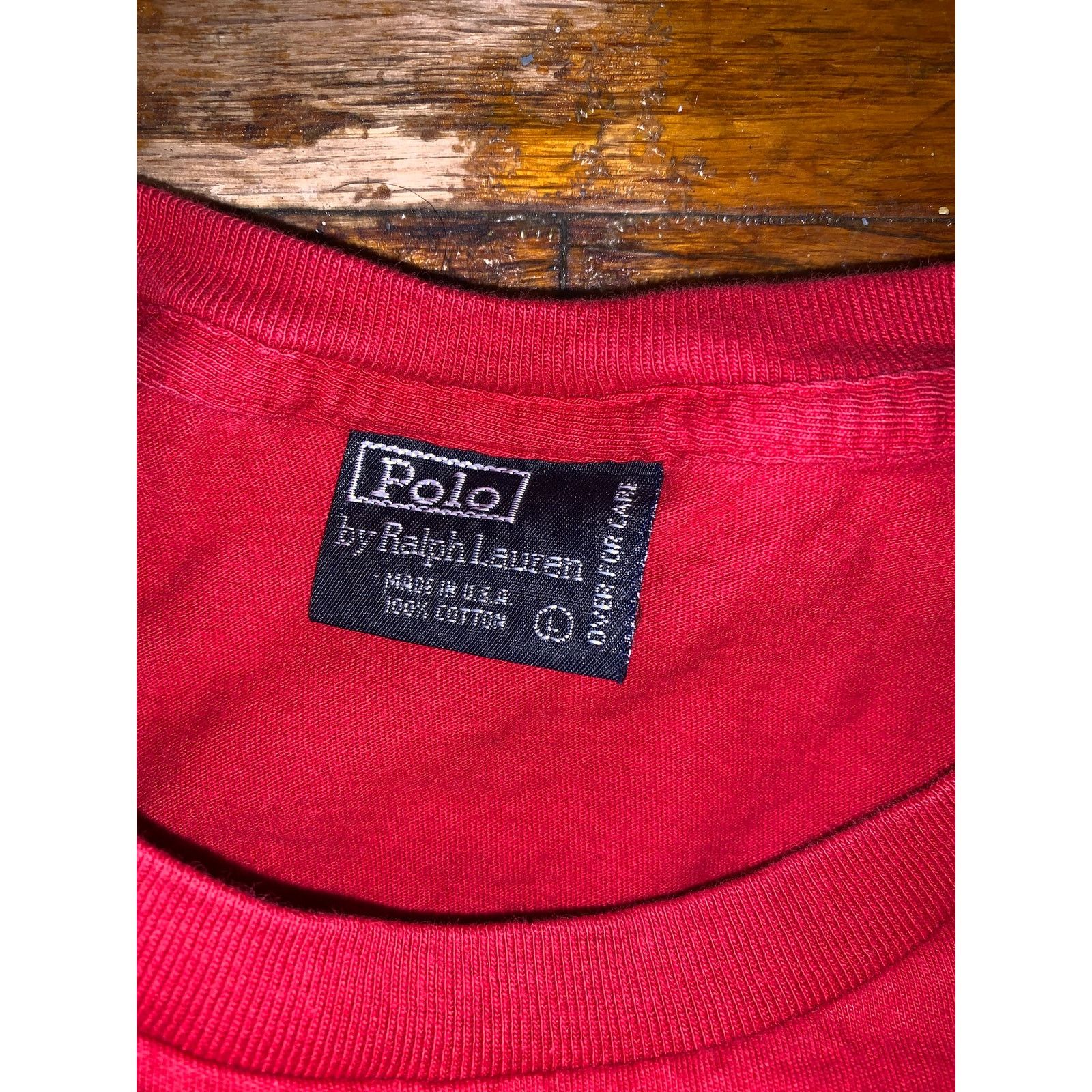 Polo Ralph Lauren × Vintage Vintage 90s Polo Ralph Lauren Pocket T Shirt Red Large Size US L / EU 52-54 / 3 - 5 Thumbnail