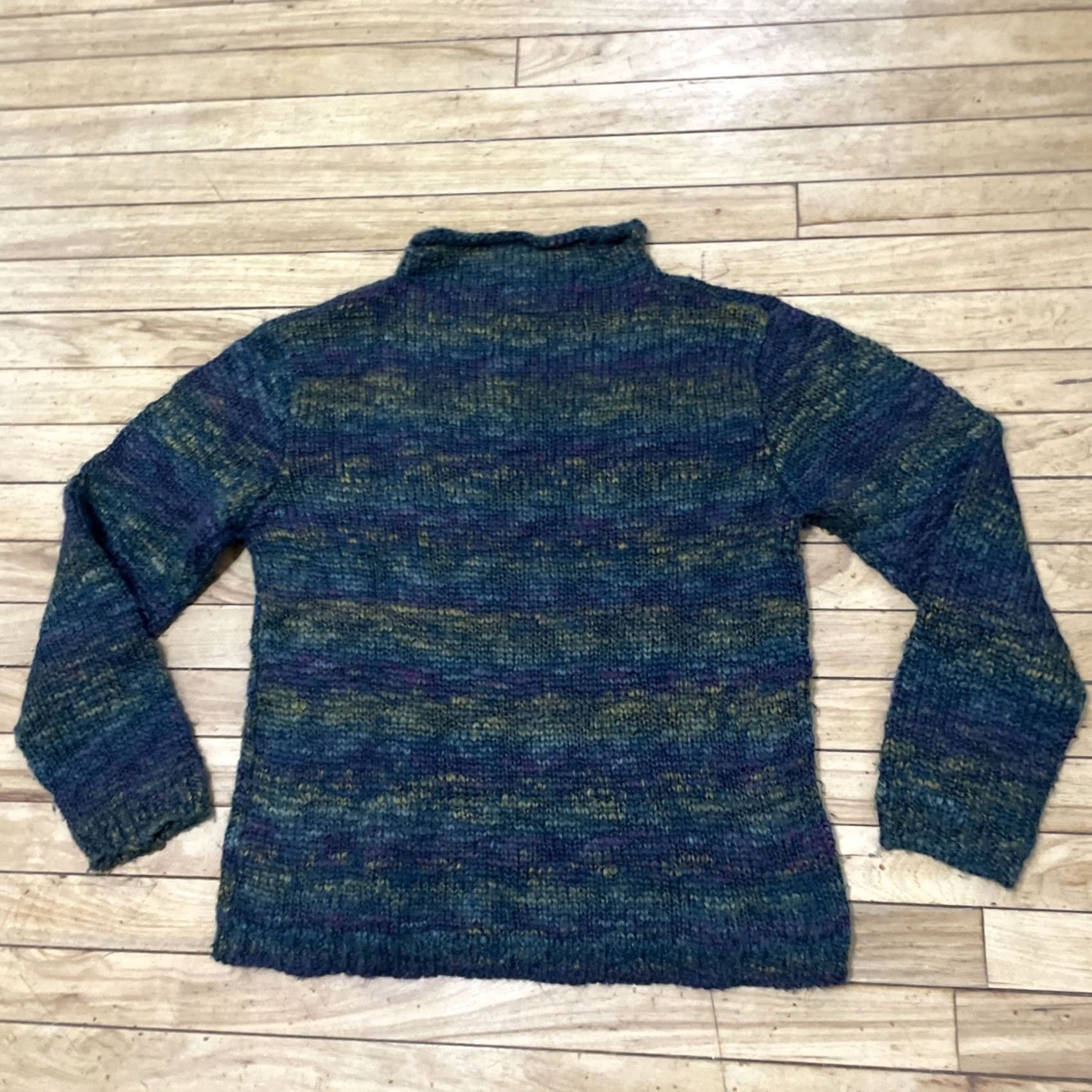Vintage VINTAGE St. John's Bay Wool Roll Neck Sweater Women L Green Purple Knit Pullover 90s Size L / US 10 / IT 46 - 2 Thumbnail