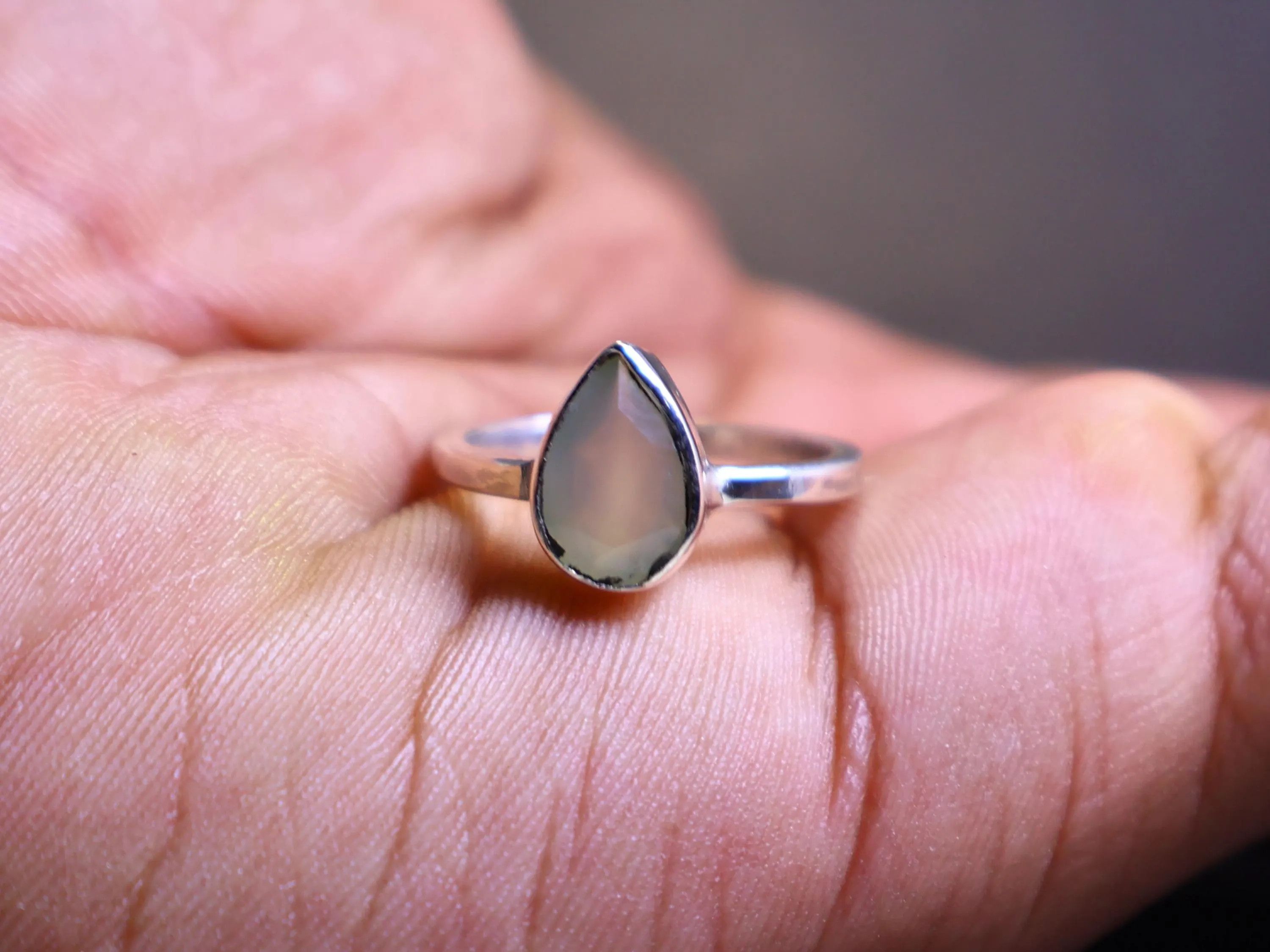 Handmade Aqua Chalcedony ring, Sterling silver ring, Handmade Ring, Size ONE SIZE - 6 Thumbnail