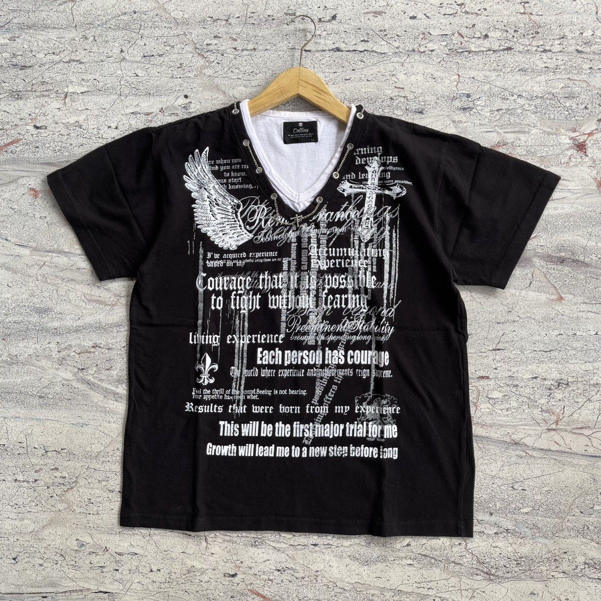 Japanese Brand Y2K collins wings cross tee “punk style” Size US L / EU 52-54 / 3 - 1 Thumbnail