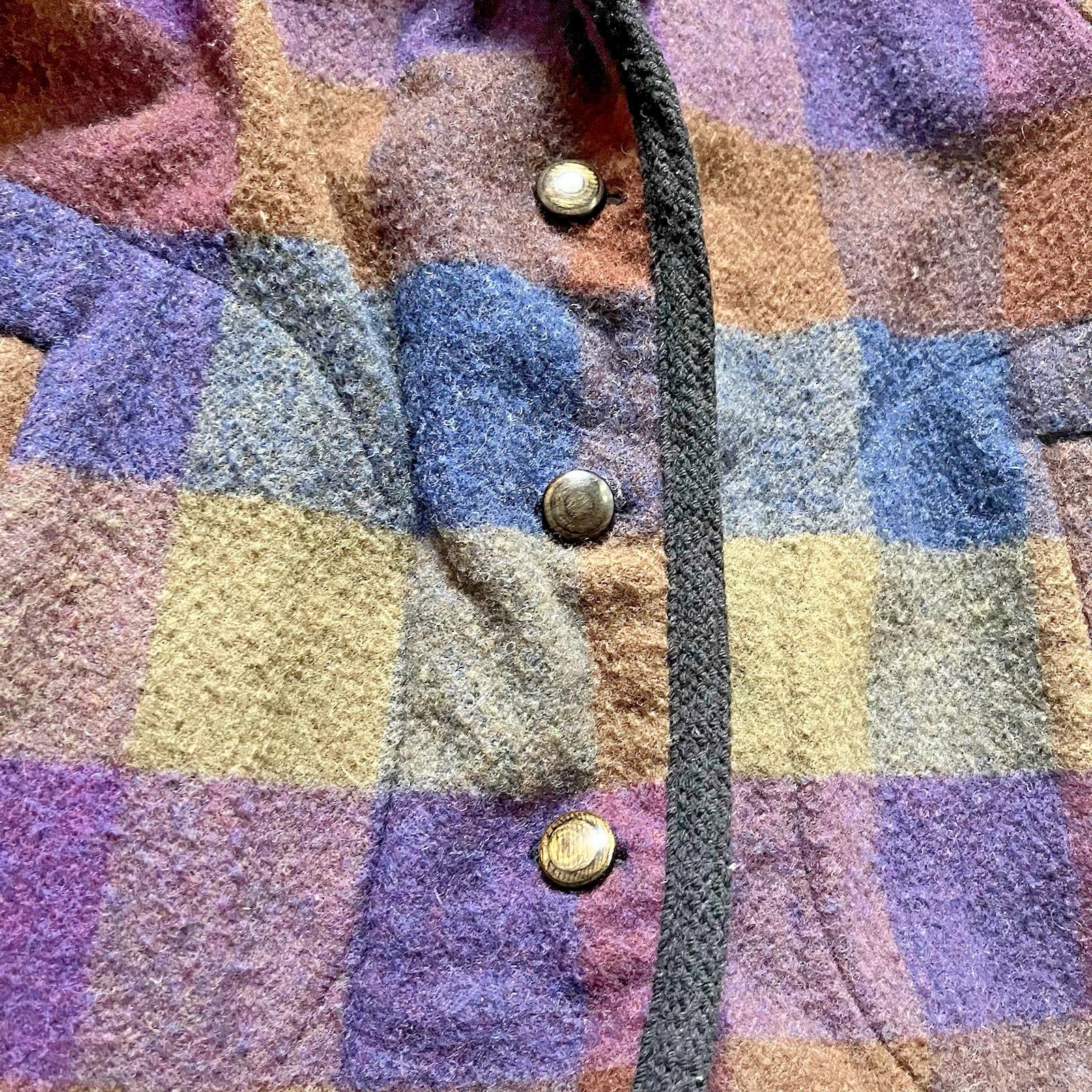 Woolrich Woolen Mills Rare ColorBlock USA Blanket Coat Brown Purple Blue Burgundy Size M / US 6-8 / IT 42-44 - 6 Thumbnail