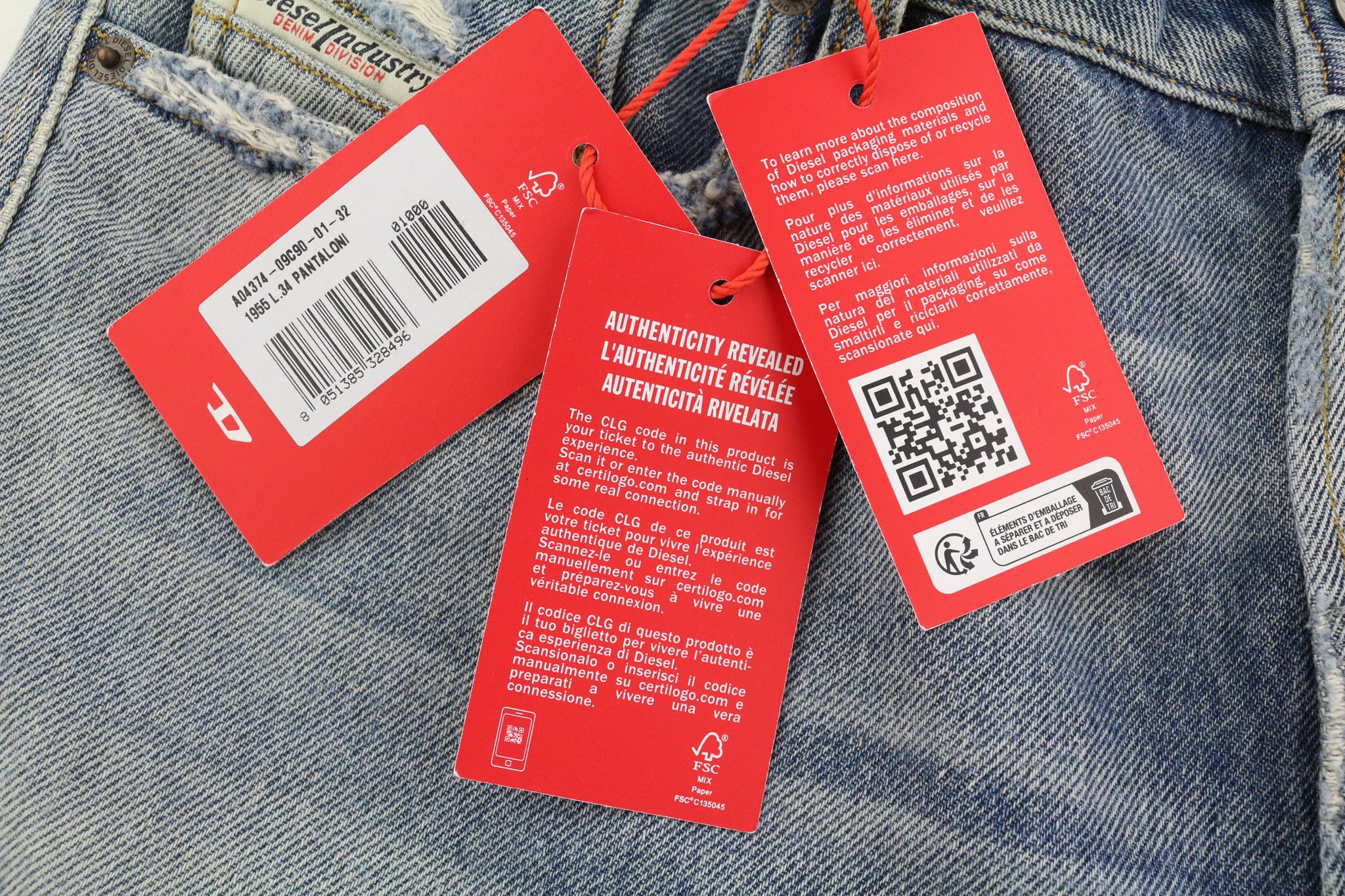 Diesel D-REKIV-Z 09C90 W32/L34 Straight Washed Denim 40392 Size US 32 / EU 48 - 6 Thumbnail