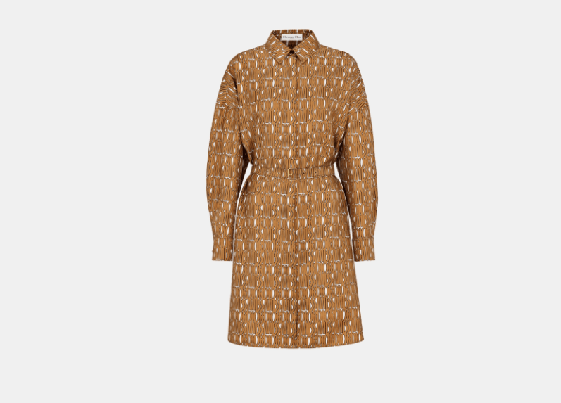 Dior o1w1db11225 451R45 Belted Mini Shirt Dress in Camel/White Size XS / US 0-2 / IT 36-38 - 1 Thumbnail