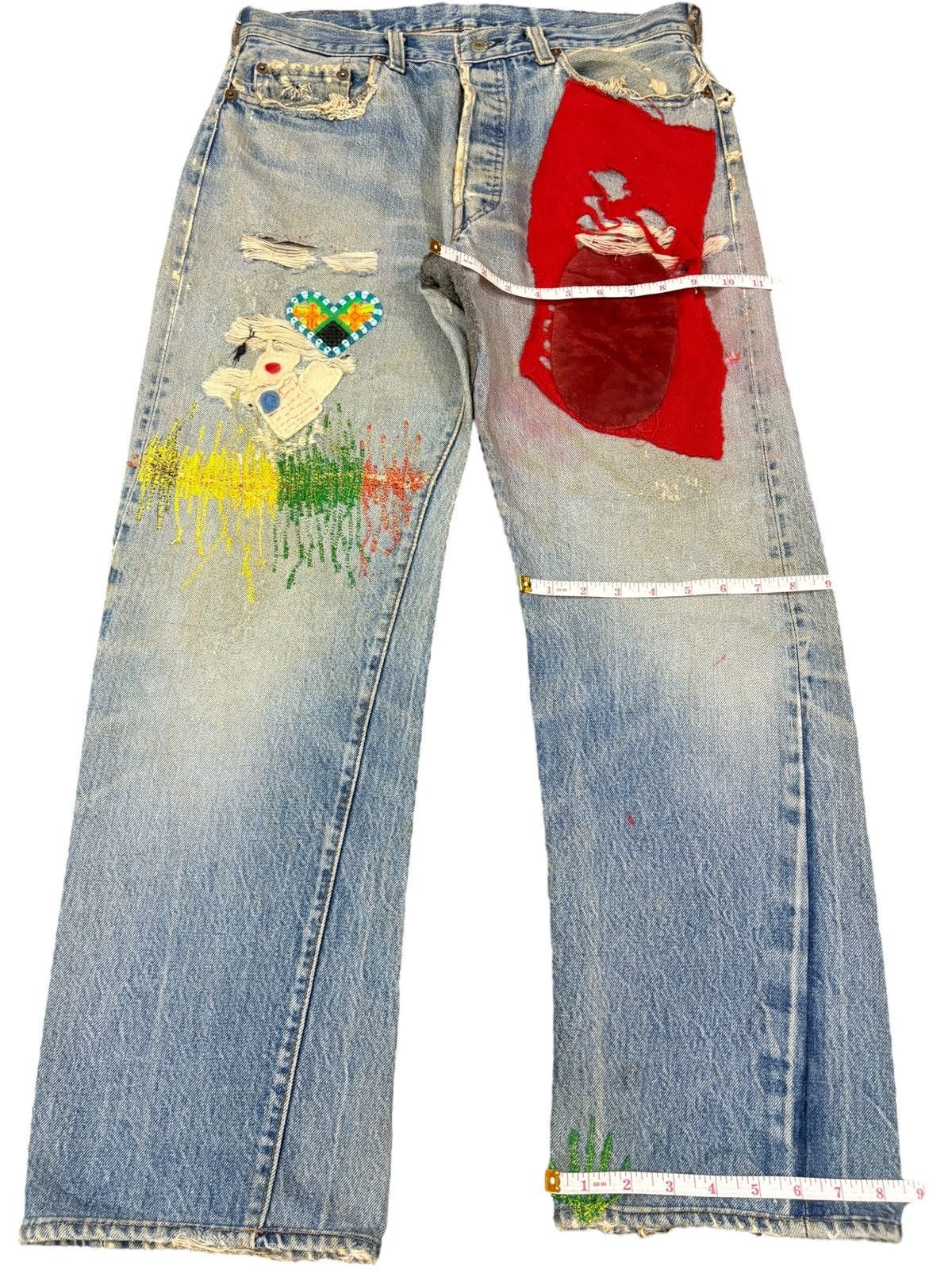 Levi's Vintage 70s Levis 501 Selvedge Hippie Baggy Jeans Button 524 Size US 33 - 14 Thumbnail