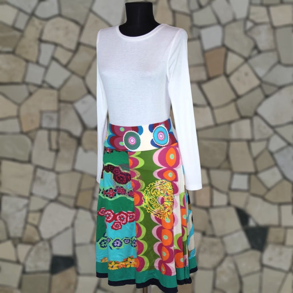 Desigual Desigual Skirt 36 BNWT Midi Multicoloured Cotton Womens Size 25" / US 0 / IT 36 - 1 Thumbnail