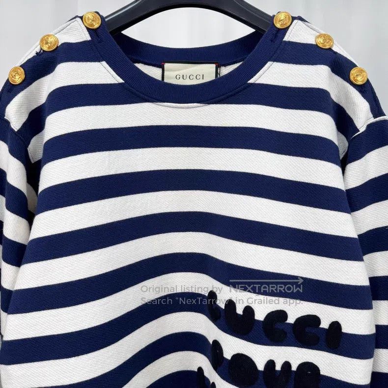 Gucci Gucci Striped embroidered letter gold button sweatshirt Size XXS / US 00 / IT 34 - 3 Thumbnail