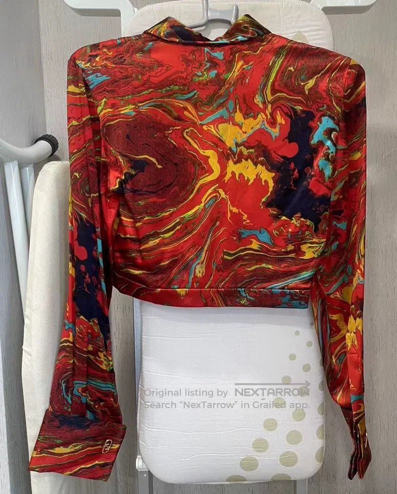 Fendi Fendi Red marble silk shirt Size XXS / US 00 / IT 34 - 2 Thumbnail