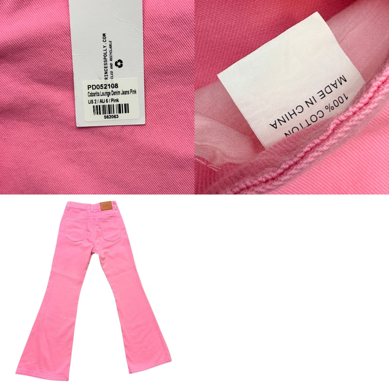 PRINCESS POLLY Princess Polly Jeans Cabarita High Rise Flare Lounge Denim Pink NWT Size 2 Size 42" / US 20 - 8 Thumbnail