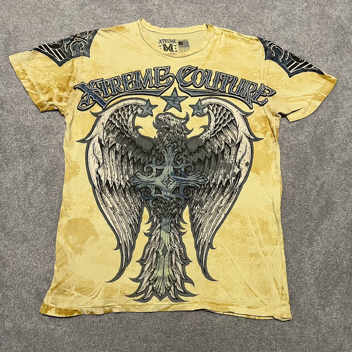 Affliction Vintage Y2K Affliction Xtreme Couture Eagle Graphic T Shirt Size US XXL / EU 58 / 5 - 1 Thumbnail