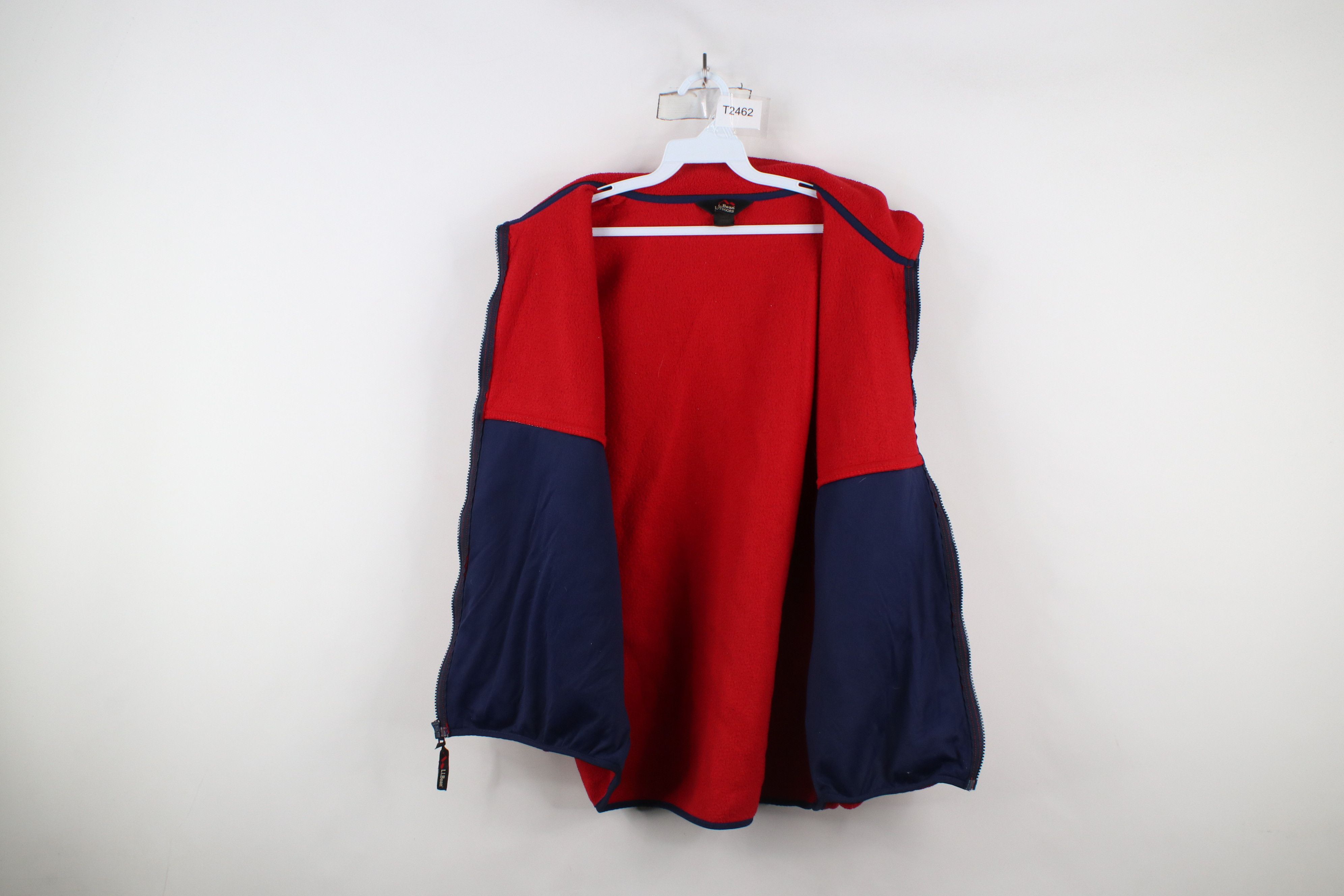 L.L. Bean × Vintage Vintage 90s LL Bean Blank Full Zip Fleece Vest Jacket Red Size US XL / EU 56 / 4 - 8 Thumbnail