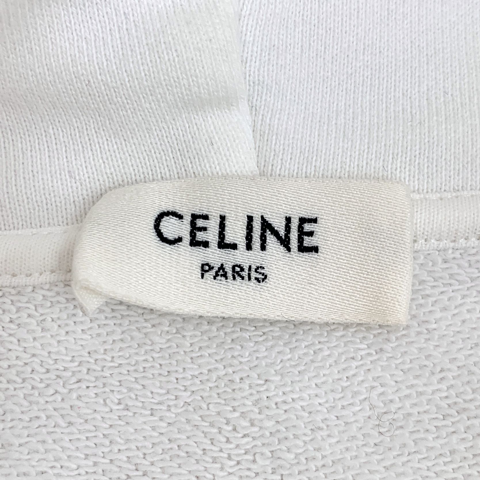 Celine Celine White Logo Cotton Hoodie (M) Size US M / EU 48-50 / 2 - 2 Thumbnail