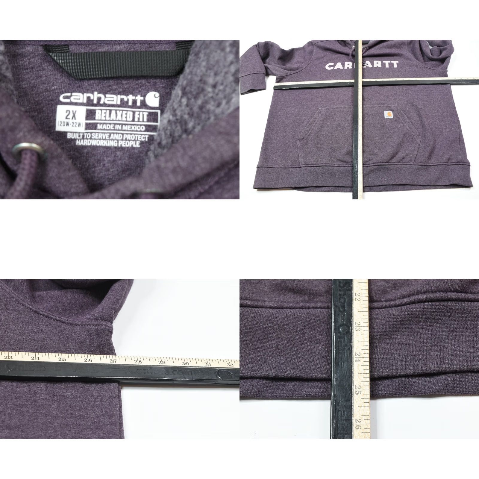 Carhartt Carhartt Hoodie Purple Long Sleeve Fleece Mid-Weight Pullover Womens Plus 2X Adults Womens Hoodie Pullover with Hooded Pockets Logo Size XXL / US 16-18 / IT 52-54 - 8 Thumbnail